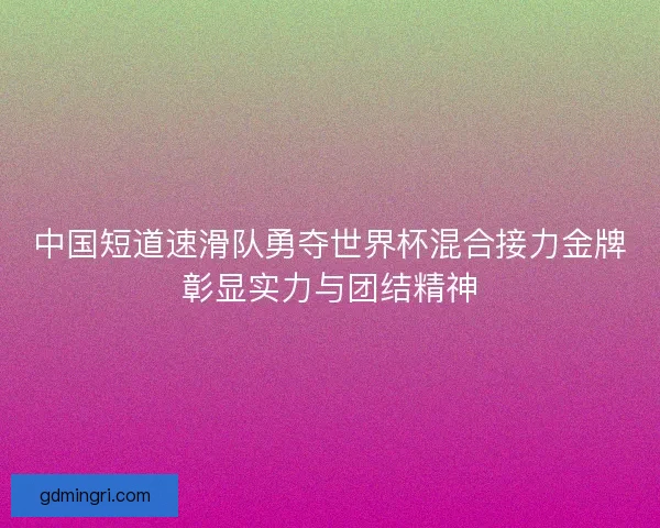 中国短道速滑队勇夺世界杯混合接力金牌彰显实力与团结精神