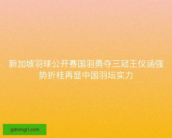 新加坡羽球公开赛国羽勇夺三冠王仪涵强势折桂再显中国羽坛实力