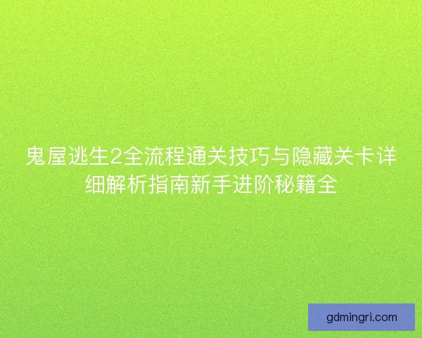 鬼屋逃生2全流程通关技巧与隐藏关卡详细解析指南新手进阶秘籍全