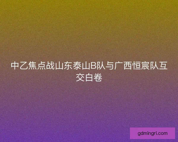 中乙焦点战山东泰山B队与广西恒宸队互交白卷