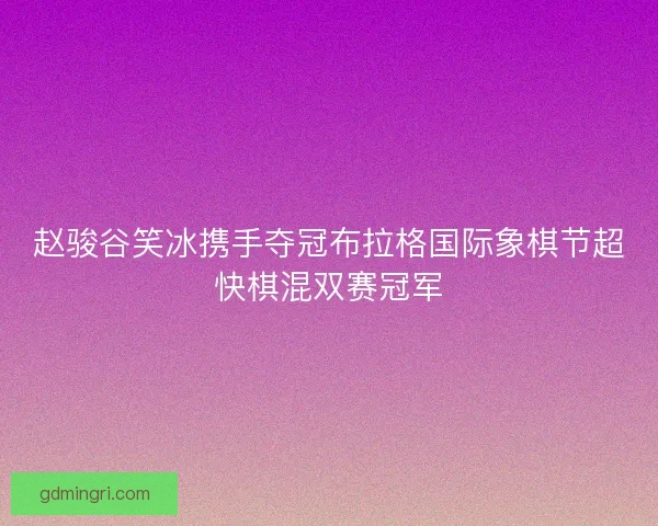赵骏谷笑冰携手夺冠布拉格国际象棋节超快棋混双赛冠军